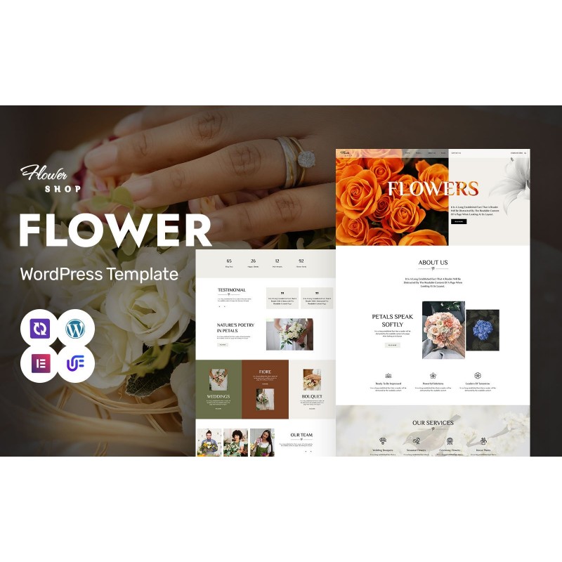 Flower Shoop - Elegant Flower Shop, Wedding Flowers & Decoration WordPress Elementor Theme