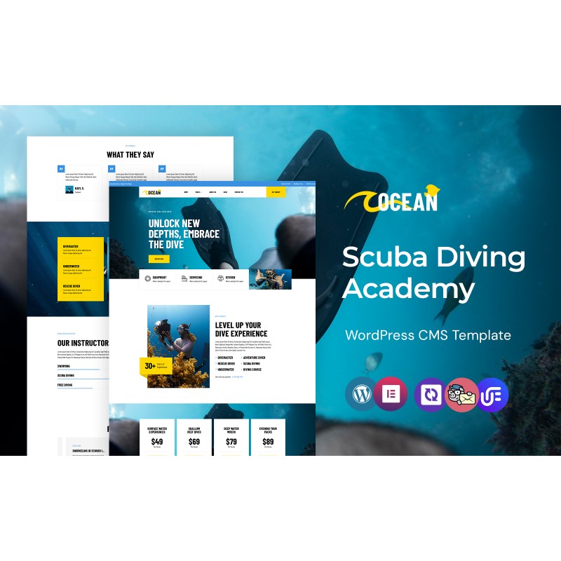 Ocean - Scuba Diving Academy And Adventure WordPress Elementor Theme