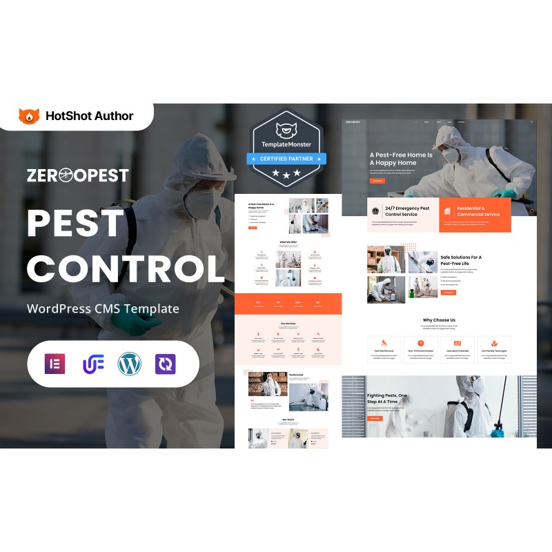 ZerooPest - Residential And Commercial Pest Control WordPress Elementor Theme