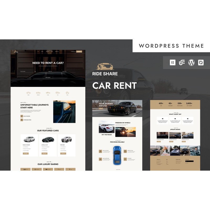 Ride Share - Car Rental And Booking Services WordPress Elementor Theme
