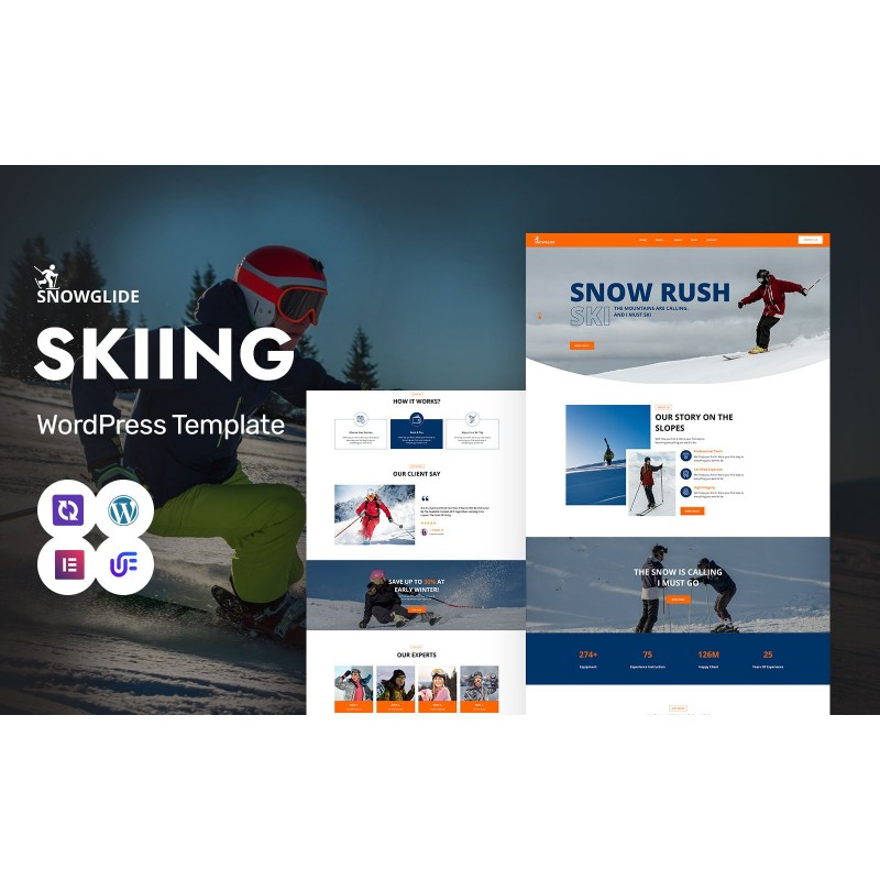 Snow Glide - Skiing Academy And Winter Sports WordPress Elementor Theme