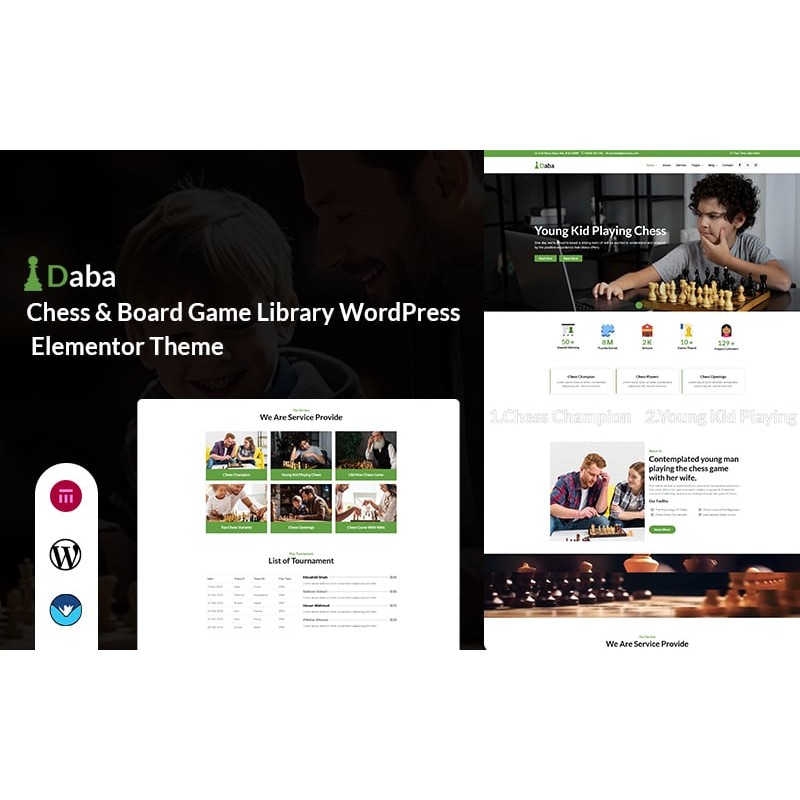 Daba - Chess & Board Game Library WordPress Elementor Theme