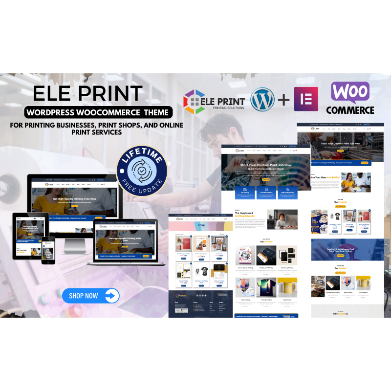 Ele-Print: Print Shops, Digital Printing and Custom Products WordPress WooCommerce Elementor Theme
