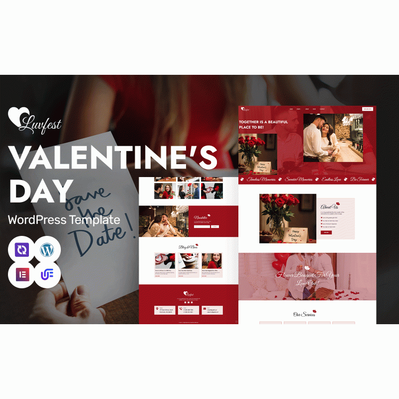 Luvfest - Romantic Valentine&rsquo;s Day Celebration And Dating WordPress Elementor Theme