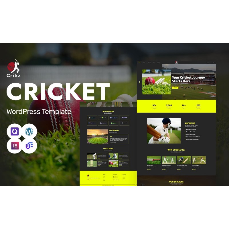 Crikz - Cricket Academy And Coaching WordPress Elementor Theme