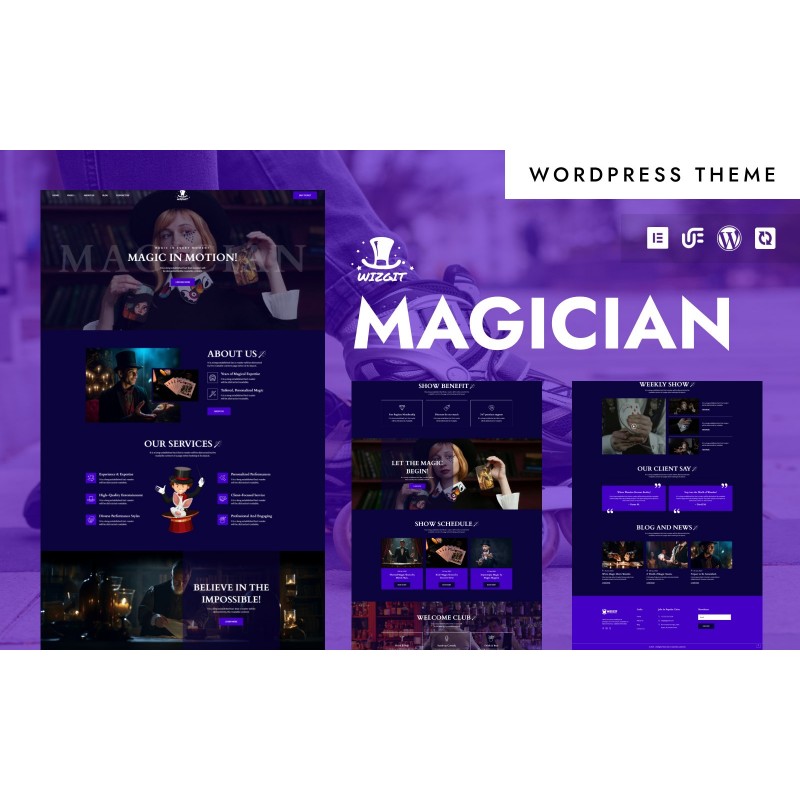 Wizgit - Magician, Magic Tricks & Circus Performer WordPress Elementor Theme