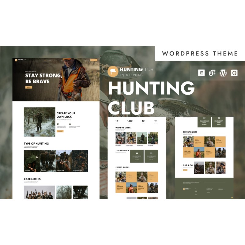 Hunting club - Outdoor Adventures & Survival Gear WordPress Elementor Theme