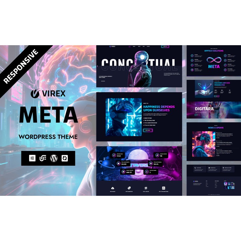 Virex - AI-Powered Business And Technology WordPress Elementor Theme