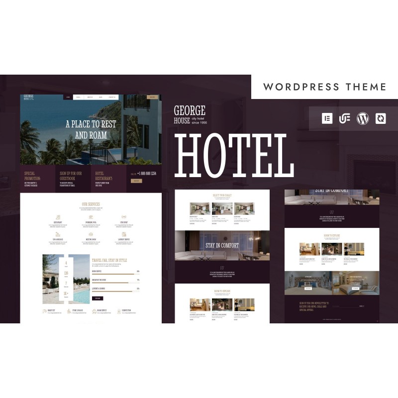 George House - Hotel & Resort Booking WordPress Elementor Theme