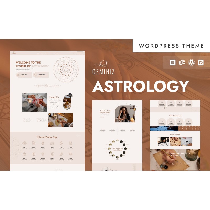 Geminiz - Horoscope, Astrology & Fortune Telling WordPress Elementor Theme