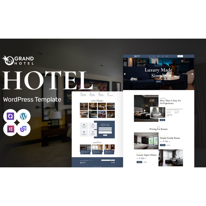 Grand Hotel - Elegant Hotel And Resort WordPress Elementor Theme