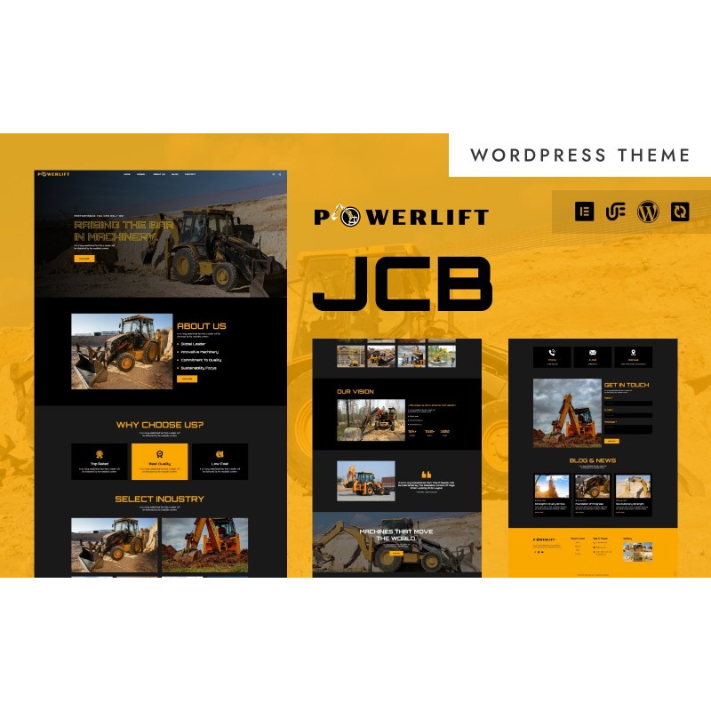 PowerLift - JCB & Industrial Machinery WordPress Elementor Theme