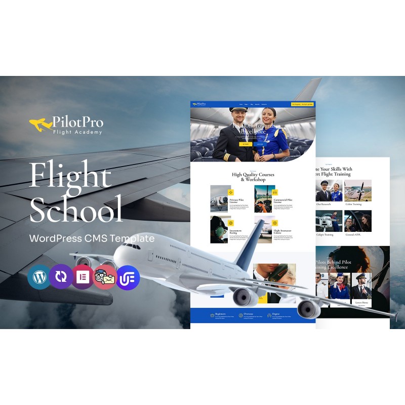 PilotPro - Private Airline Charters and Flight School Multipurpose WordPress Elementor Theme