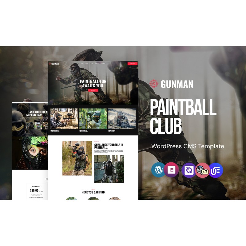 Gunman - Paintball Club WordPress Elementor Theme