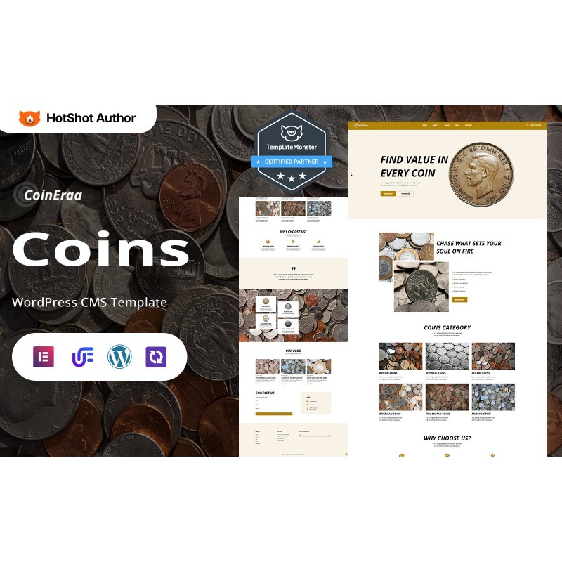 CoinEraa - Antique, Historic And Exhibition Coins WordPress Elementor Theme