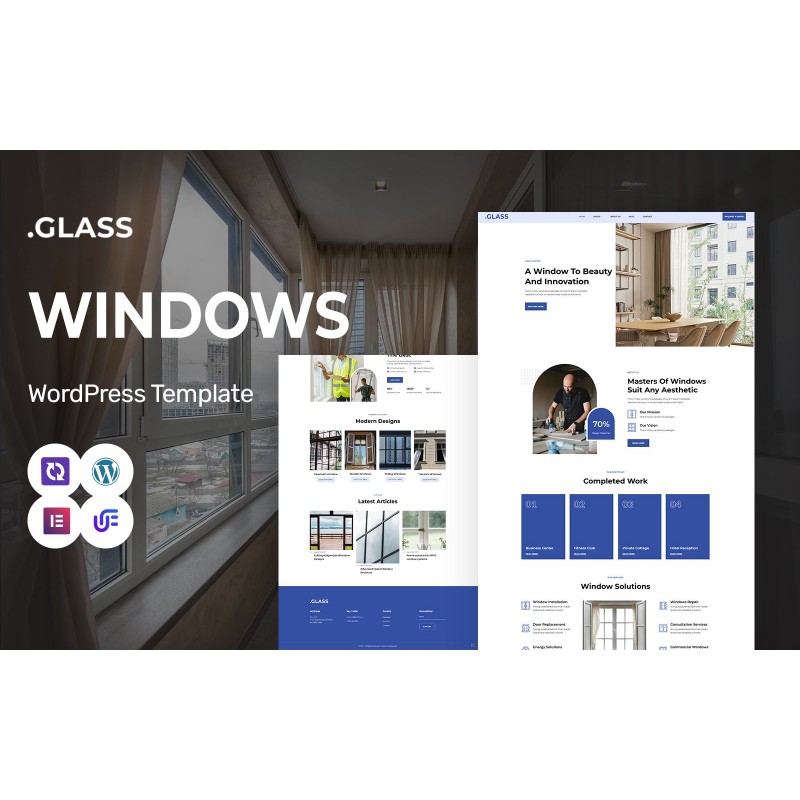 Glass - Glass, Windows Manufacturing And Repair WordPress Elementor Theme
