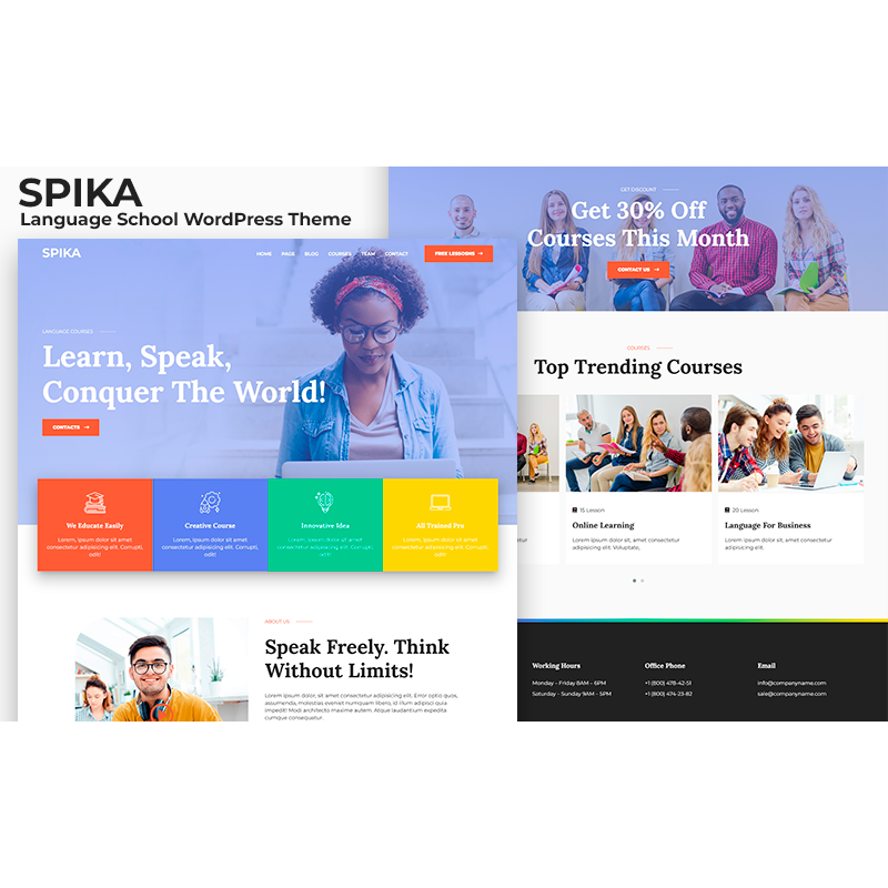 SPIKA - Language School and Course Educational WordPress Theme