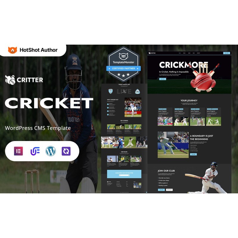 Critter - Cricket Academy And Tournament WordPress Elementor Theme