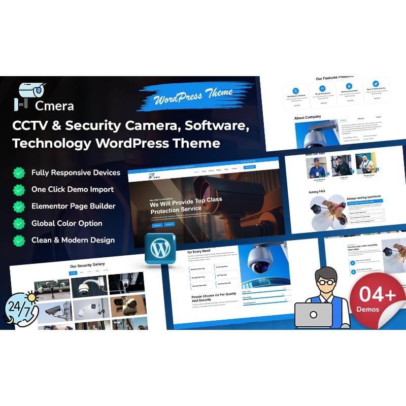 Cmera - CCTV & Security Camera, Software, Website, Apps, Technology WordPress Theme