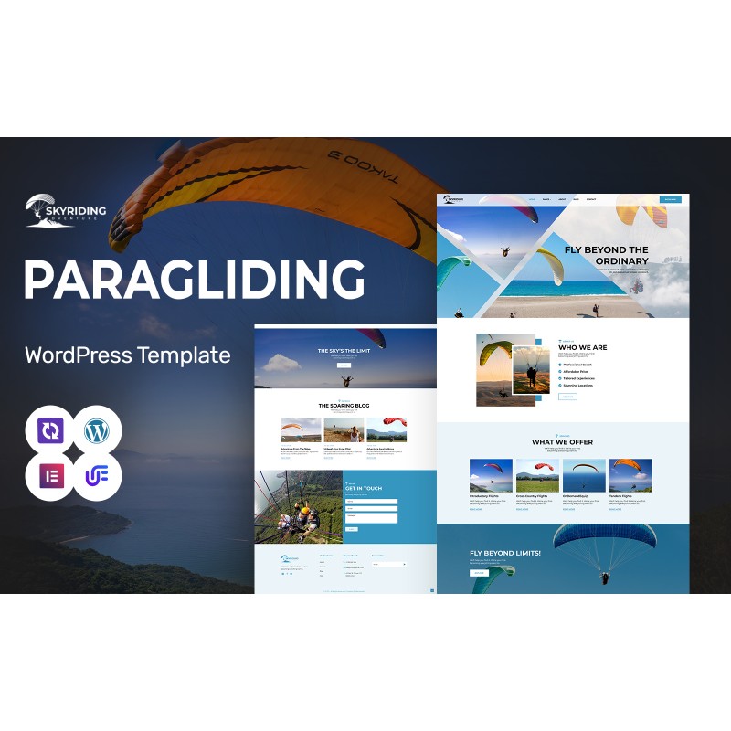 Skyriding - Paragliding Club And Sky Adventures WordPress Elementor Theme