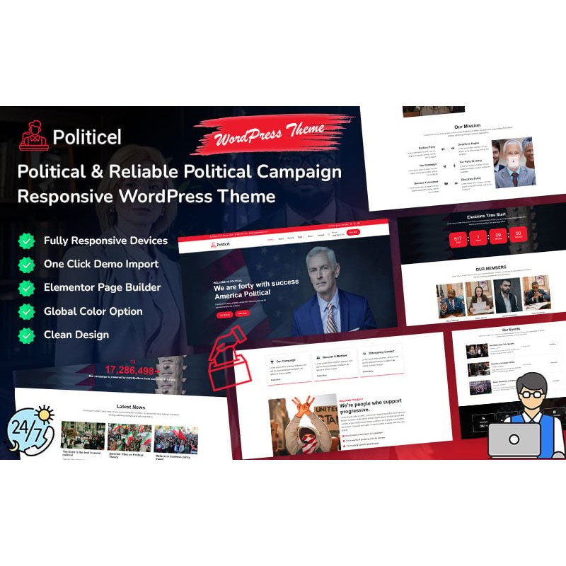 Politicel - Political & Reliable Political Campaign Responsive WordPress Theme