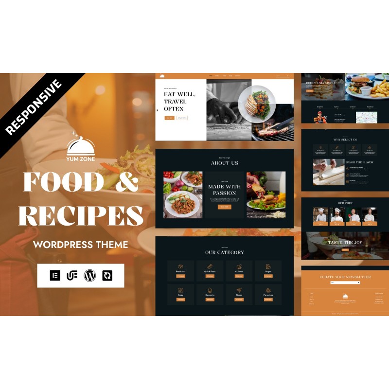 Yum Zone - Recipes & Cooking Tips WordPress Elementor Theme