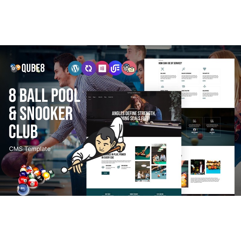 Qube8 - 8 Balll Pool Or Snooker Club WordPress Theme