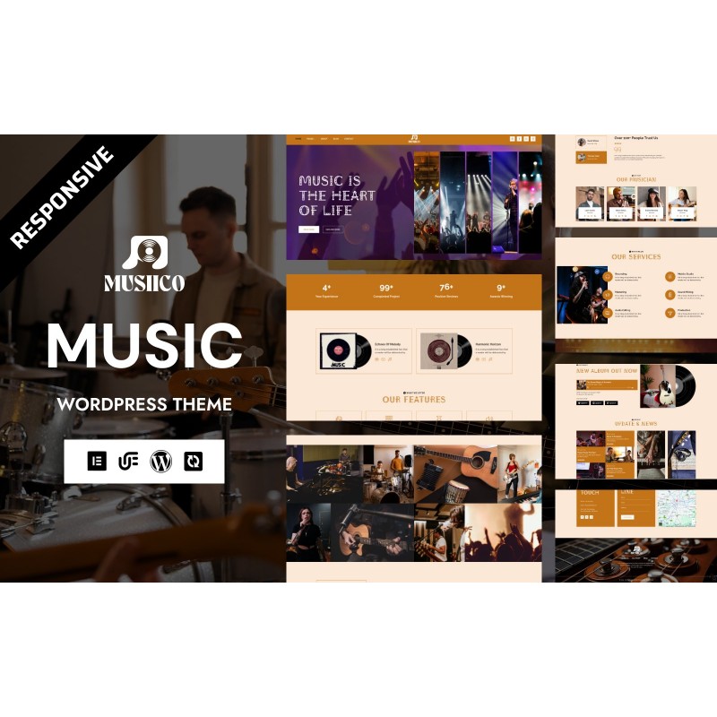 Musiico - Classical Music & Orchestral Group WordPress Elementor Theme