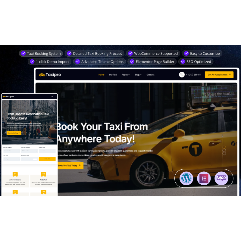 Taxipro - Taxi Booking WooCommerce WordPress Theme