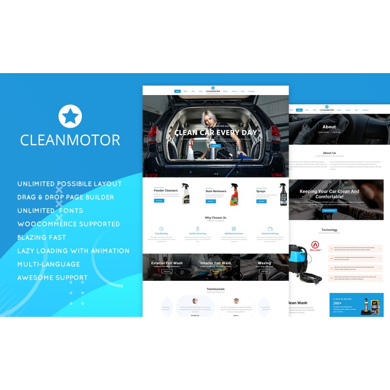 CleamMotor - Car Wash Company Responsive WordPress Theme