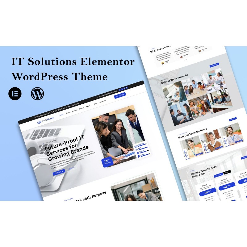 SoftSheba - IT Solutions Agency Elementor WordPress Theme