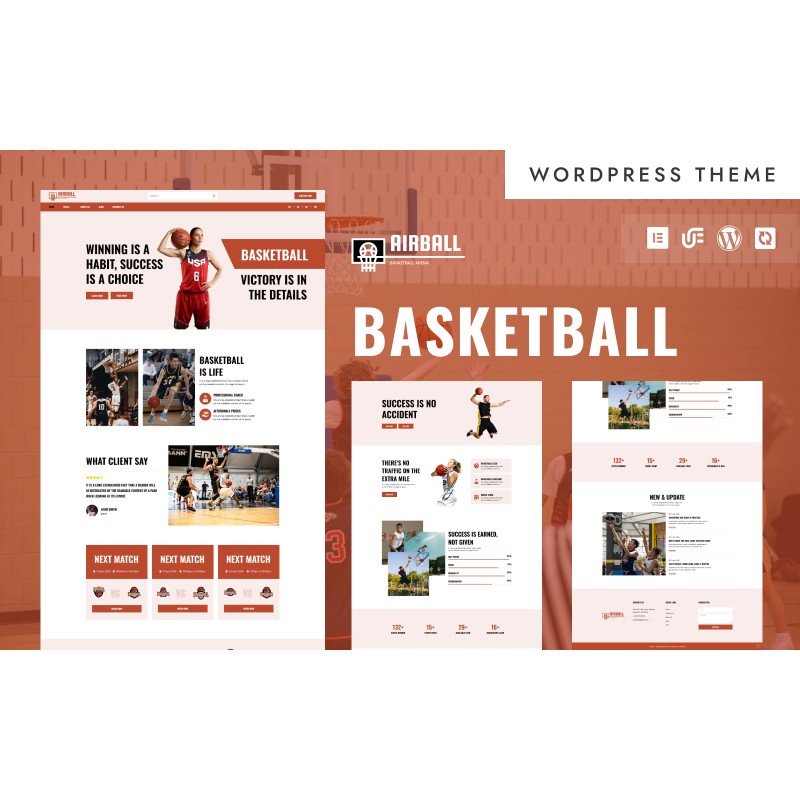 Airball - Basketball Tournament & Academy WordPress Elementor Theme