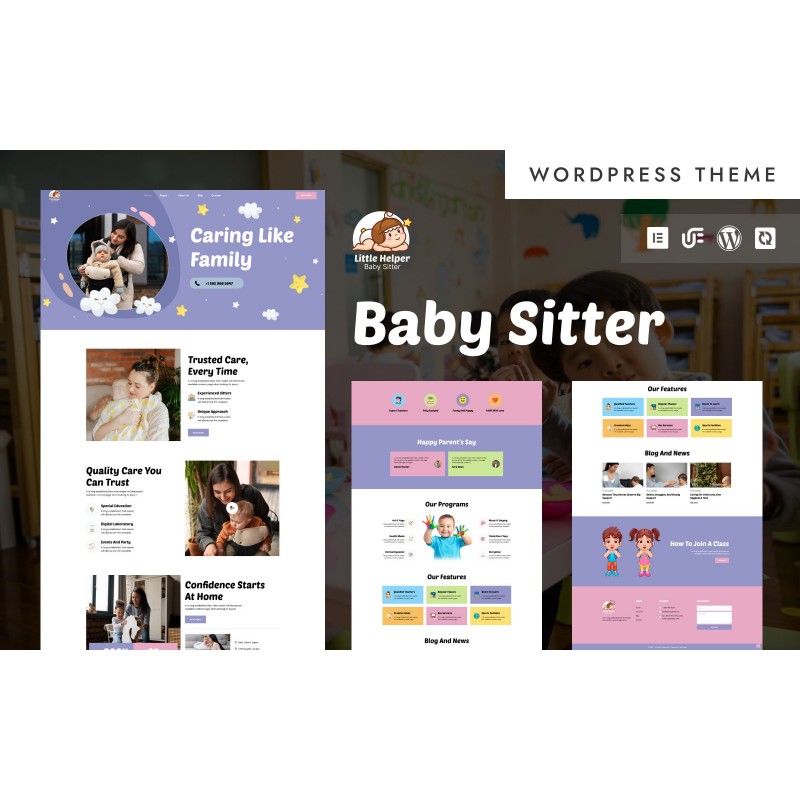 Little Helper - Babysitter & Children&rsquo;s Care WordPress Elementor Theme