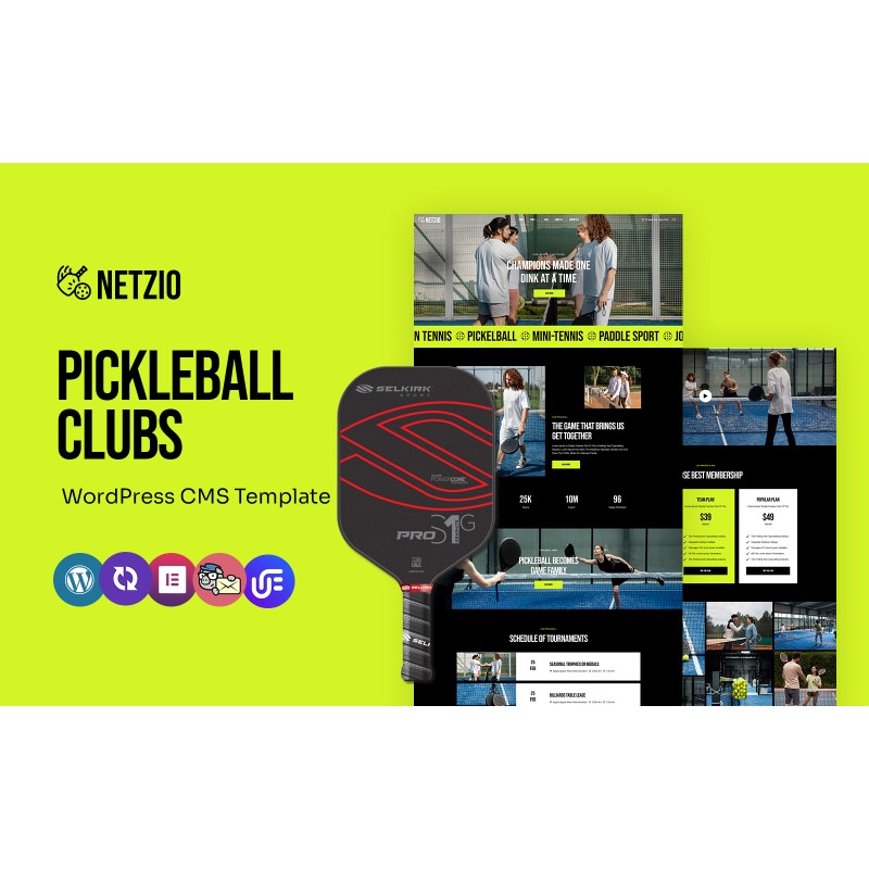 Netzio - Pickleball Clubs Multipurpose WordPress Elementor Theme