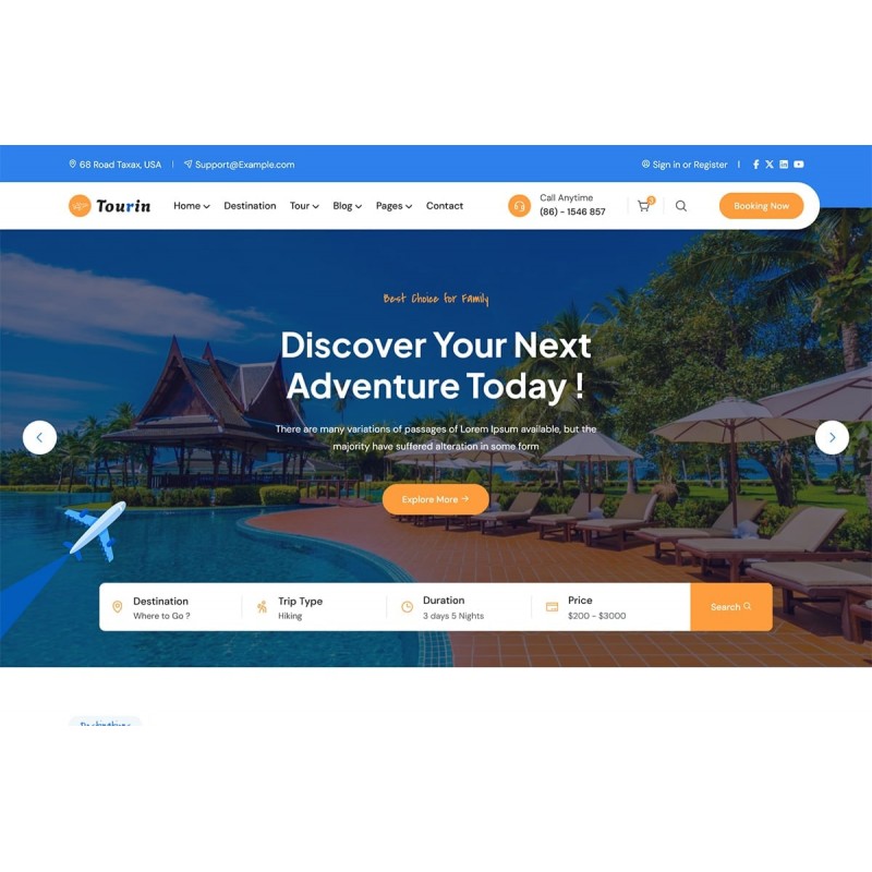 Tourin - Hotel Booking & Travel Agency WordPress Theme