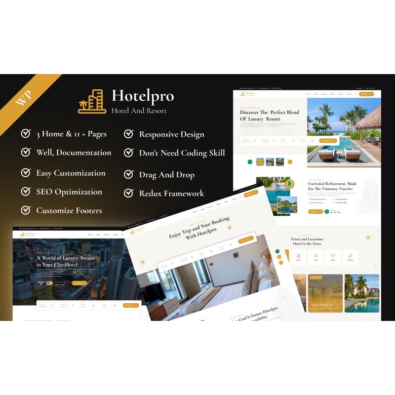 Hotelpro - Hotel Booking & Resort Management Elementor WordPress Theme