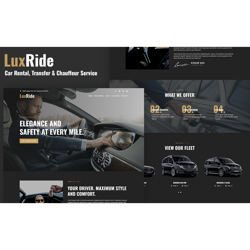 LuxRide &ndash; Car Rental, Transfer & Chauffeur Service WordPress Theme