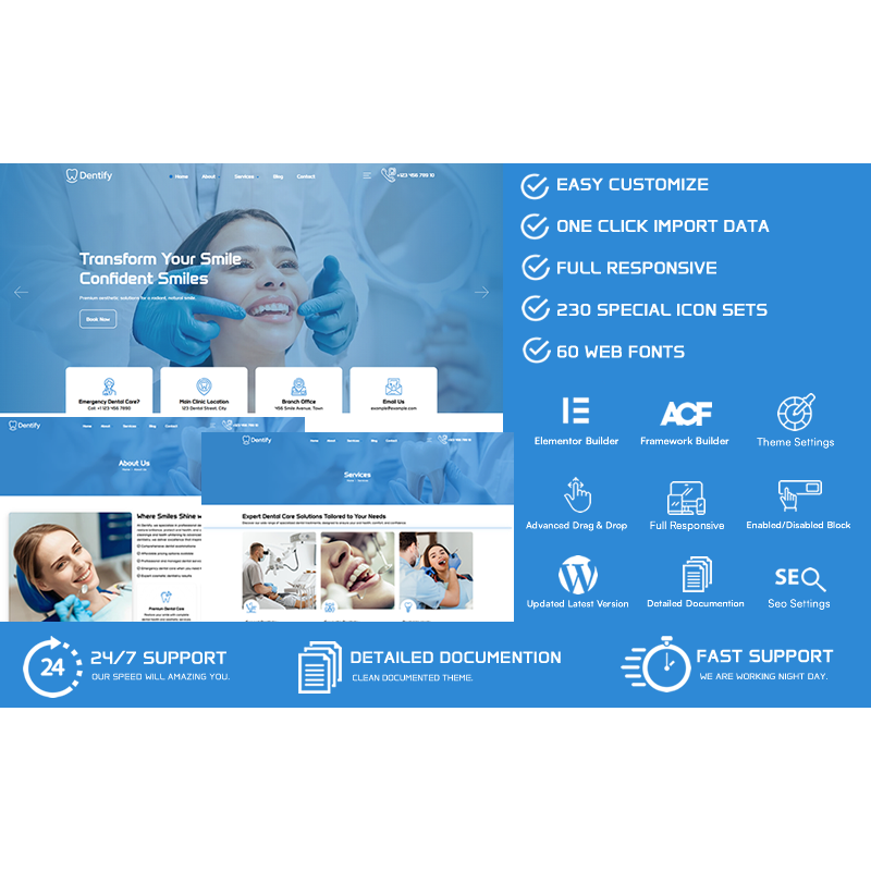 Dentify - Dental Clinic & Dentist WordPress Theme