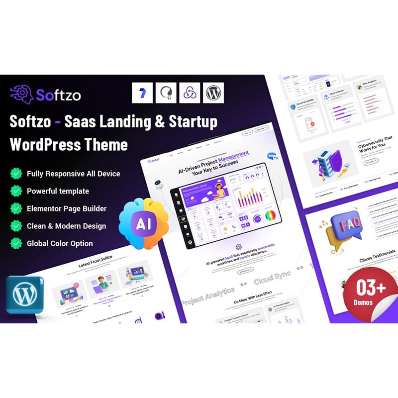 Softzo - Saas Landing & Startup WordPress Theme