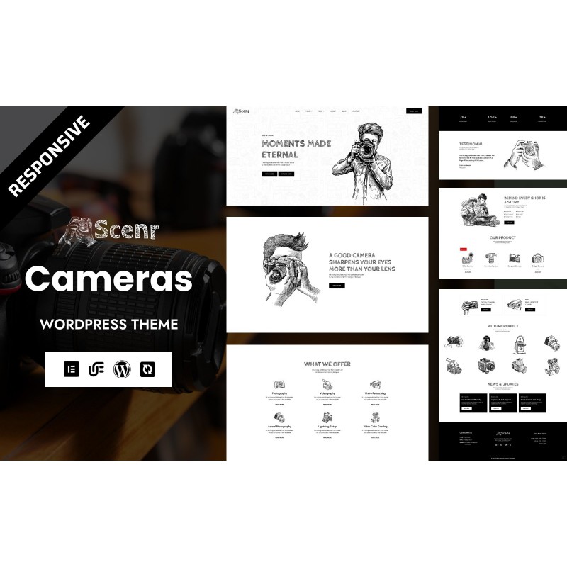 Scenr - Photo Cameras & Video Cameras Woocommerce WordPress Elementor Theme