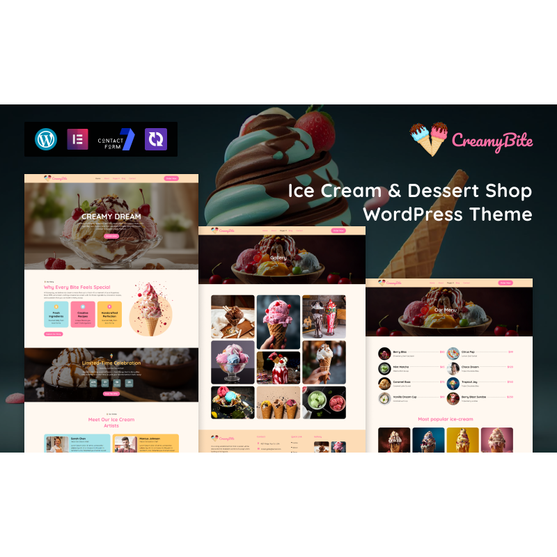 Creamy Bite &ndash; Ice Cream & Dessert Shop WordPress Theme