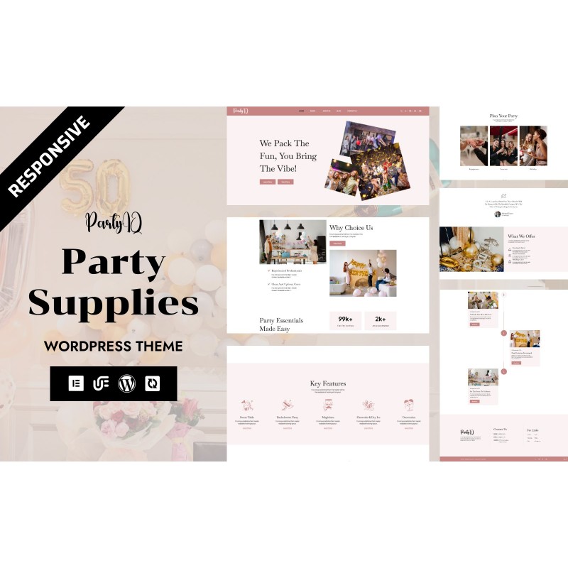 PartyiQ - Event Making Holiday Party Website WordPress Elementor Theme