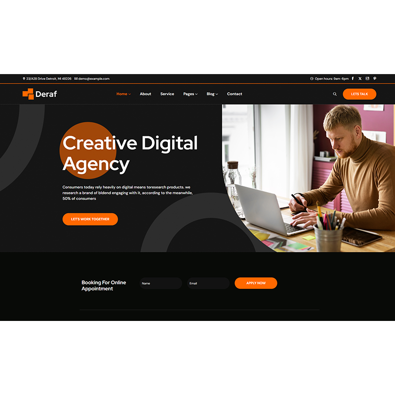 Deraf - Corporate Responsive Elementor WordPress Theme