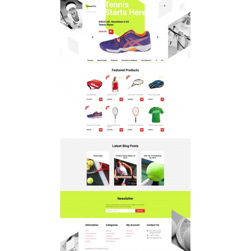 Tennis Pro Shop Template