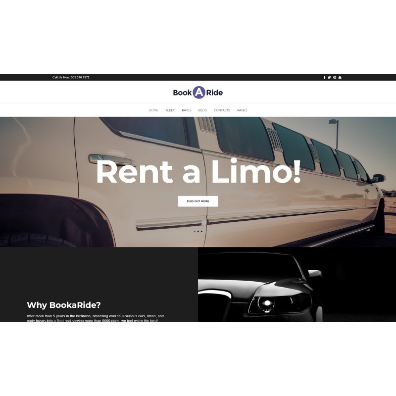 BookaRide - Limousine Car Rental Services WordPress Theme