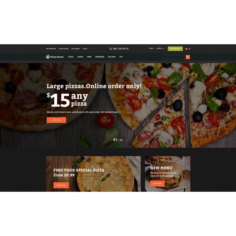 Pizza House - Pizza Restaurant With Online Ordering System Shop Template