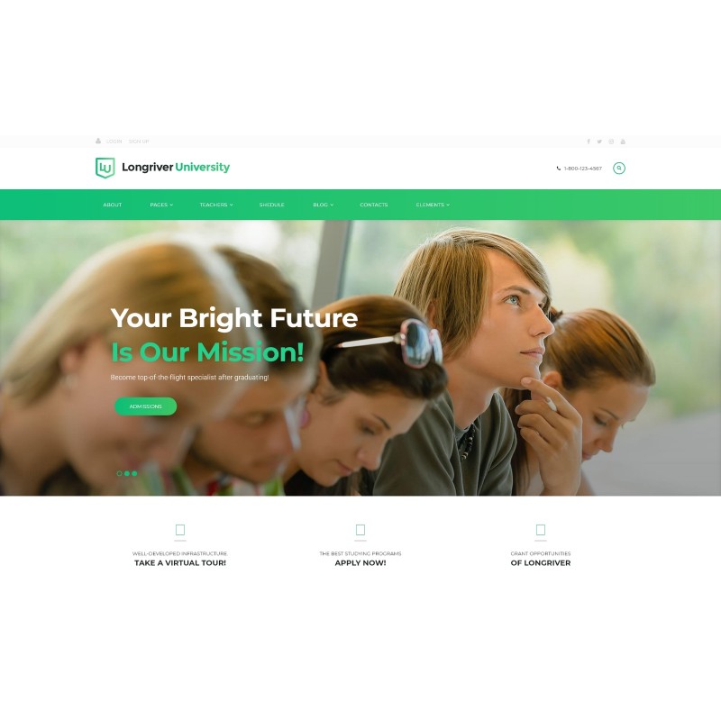 Longriver University Responsive WordPress Theme