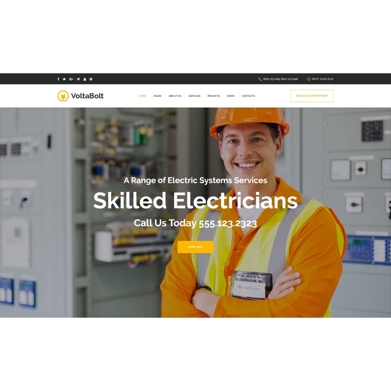 VoltaBolt - Electrician Services Responsive WordPress Theme