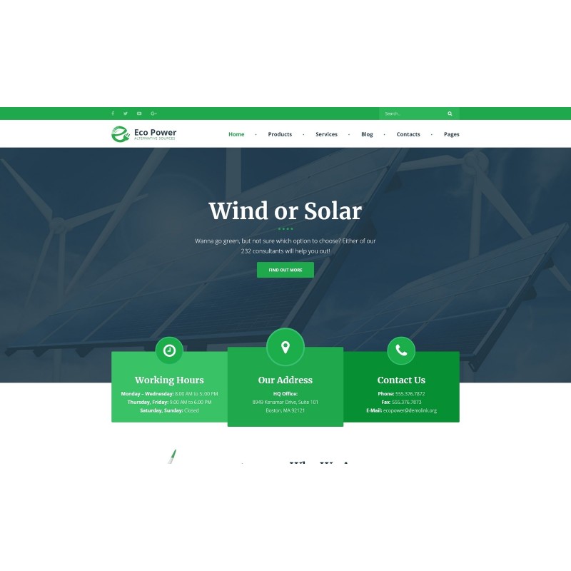 EcoPower - Alternative Power & Solar Energy WordPress Theme