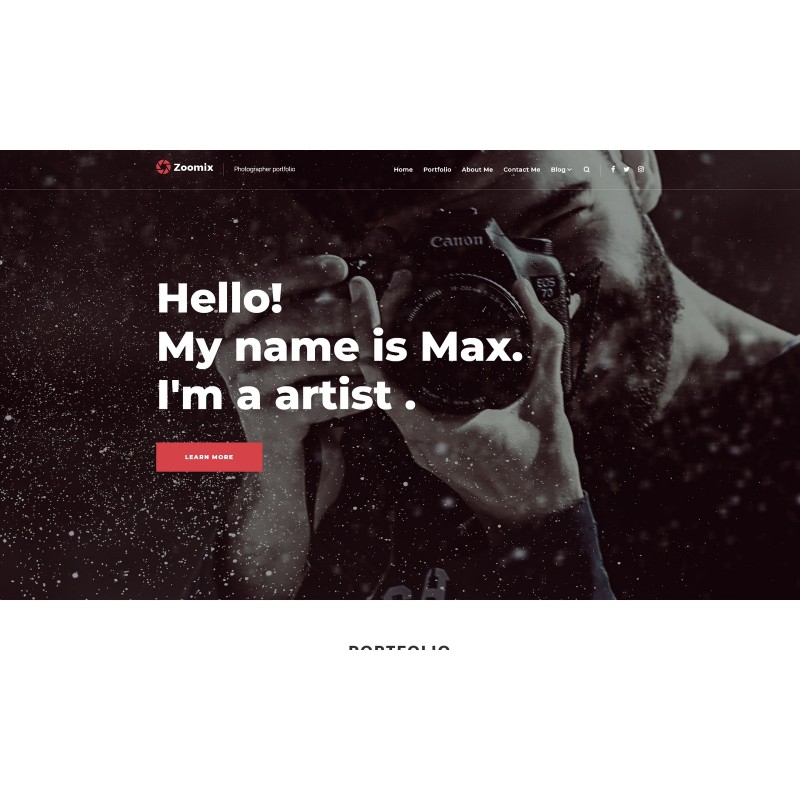 Zoomix Photographers Portfolio Photo Gallery WordPress Theme